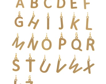 Alphabet Pendant，18K Gold Filled Initial Charm,26 Letter Necklace, Word Charm,Letter Pendant, Alphabet Jewelry，DIY Jewelry Supplies，12*7*1mm