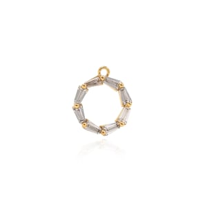 Ring Halskette, zierlicher Charm, Micropavé CZ runder Anhänger, 18K Gold Filled Kreis Anhänger, Ring Anhänger, DIY Schmuck Zubehör, 12x10x2.8mm