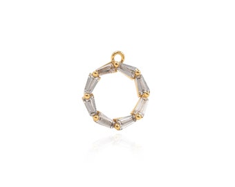 Collier bague, breloque délicate, pendentif rond micropavé CZ, pendentif cercle rempli d'or 18 carats, pendentif anneau, fournitures de bijoux bricolage, 12x10x2.8mm