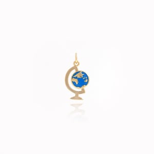 Enamel Globe Pendant,Globe Pendant, Round Charm, 18K Gold Filled Globe Charm, Planet Necklace, DIY Jewelry Supplies, 21.2x11.2x2mm