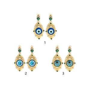 18 kt gold filled steekoorbellen, boze oog-oorbellen, boze oog-bedel, emaille oogoorbel, hangoorbellen, doe-het-zelf sieradenbenodigdheden, 46,5 x 20,5 x 6,5 mm