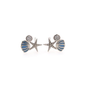 18K Gold Filled Starfish Earrings, Micropavé CZ Shell Earrings, Sea Life Stud Earrings, Beach Charm,Scallop Charm,Nautical Charm,9.7*8*1.7mm
