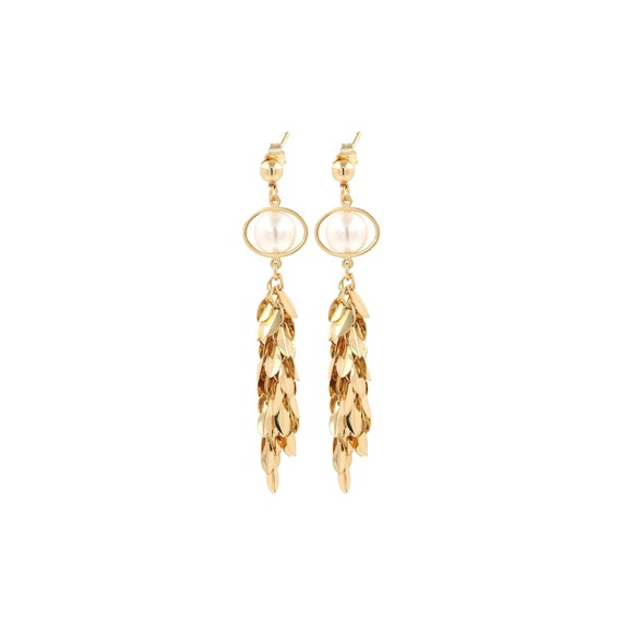 Buy 18K Gold Filled Tassel Leaf Earring,openwork Earrings,pearl