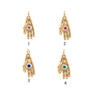18K Gold Filled Gesture Pendant, OK Gesture Pendant, Micropavé CZ Palm Pendant, Hand Pendant, Evil Eye Pendant,DIY Jewelry Supplies,22x9x7mm