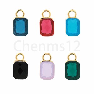 18K Gold Filled Creative Necklace,Square Charm,Zircon Pendant,Micropavé CZ Square Pendant,Zircon Charm,DIY Jewelry Supplies,13x6.8x6mm