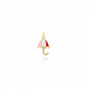 Umbrella Pendant,18K Gold Filled Rain Charm,Enamel Charm,Umbrella Charm,Weather Necklace,DIY Jewelry Supplies,17x9.8x4mm