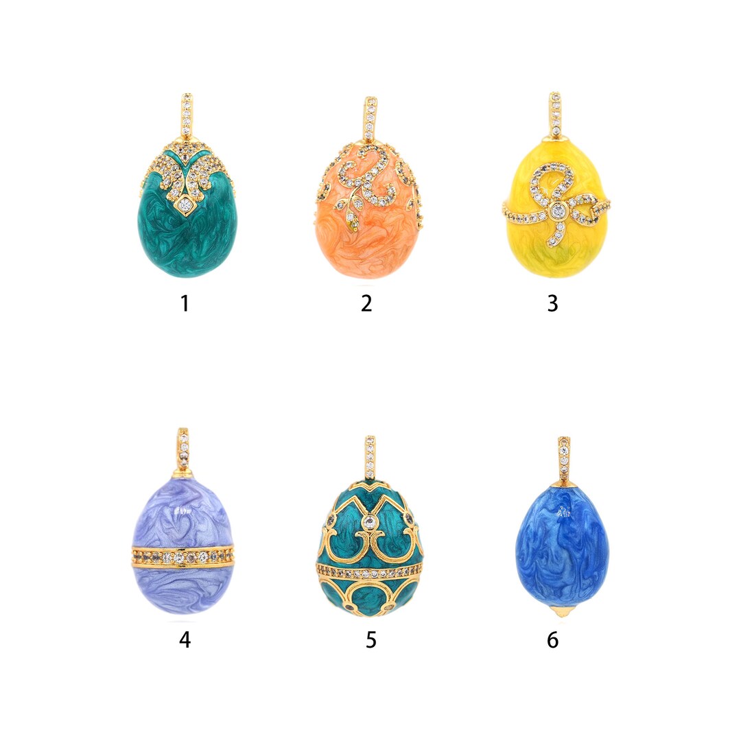 Flower Egg Pendant, Egg Charm, 18K Gold Filled Enamel Waterdrop Charm ...