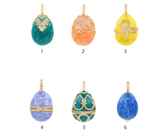 Flower Egg Pendant, Egg Charm, 18K Gold Filled Enamel Waterdrop Charm, Micropavé CZ Teardrop Pendant, Flower Charm, DIY Jewelry Supplies