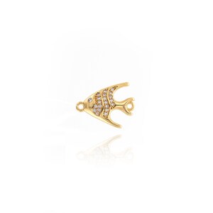 Fish Connectors,18K Gold Filled Fish Connectors, Sea Animal Connectors,Micropavé CZ Fish Jewelry,DIY Jewelry Supplies,13x16.7x2.6mm