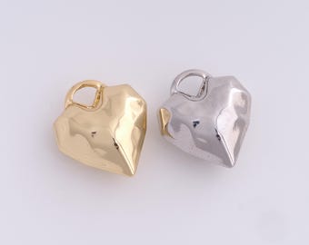 Colgante de corazón hinchado, relleno de oro de 18 quilates, collar de amor, dije de corazón, dije de amor, suministros de joyería DIY, 23,6 x 20,2 x 10,4 mm