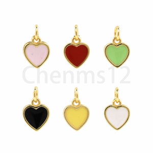 Enamel Pendant, 18K Gold Filled Heart Pendant, Love Charm, Enamel Charm,Red Heart Pendant, DIY Jewelry Making Supplies, 13x8x2mm