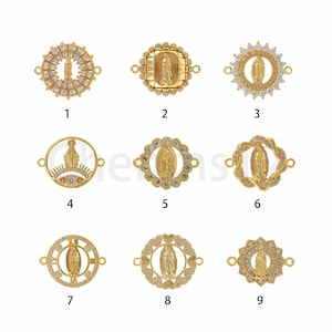 Micropavé CZ Religious Connector, 18K Gold Filled Circular Connector, Madonna Connector, Religious Charm,Madonna Charm, DIY Jewelry Supplies