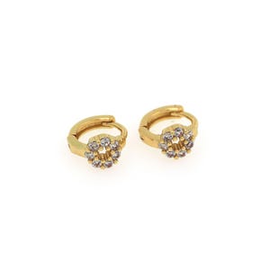 18K Gold Filled Polaris Earrings, Micropavé CZ Cartilage Hoop Earrings,Star Stud Earrings,Flower Earrings Charm, Star Jewelry, 9.8x8.5x2mm