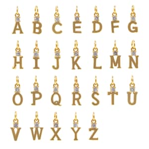 Encanto inicial relleno de oro de 18 quilates, collar de 26 letras, colgante de alfabeto Micro pavé CZ, colgante de letra, joyería de alfabeto, suministros de joyería DIY