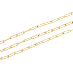 Chaîne texturée, chaîne ovale, chaîne semi-finie en or 18 carats, chaîne martelée, bricolage pour faire des colliers et bracelets, chaîne filetée, 15,2 x 4,8 x 1 mm
