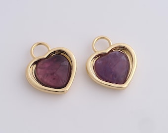 Colgante de corazón inflado, collar de amor, colgante de corazón de gelatina relleno de oro de 18 quilates, dije de amor, suministros para joyería DIY, 20,7 x 17,8 x 6 mm