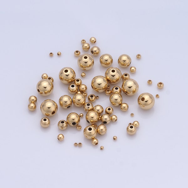 100 pcs,Perles en or 18 carats,Perles durables qui ne se décolorent pas facilement,Perles d'espacement sans couture,Perles libres en laiton,Perles d'or pour la fabrication de bijoux