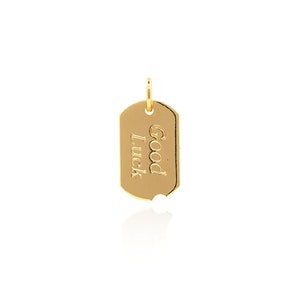 Pingente de letra preenchido com ouro 18K, pingente da sorte, colar da sorte, pingente de letra quadrada, pingente quadrado, presente para ela, suprimentos de joias faça você mesmo, 18 * 9 * 1 mm