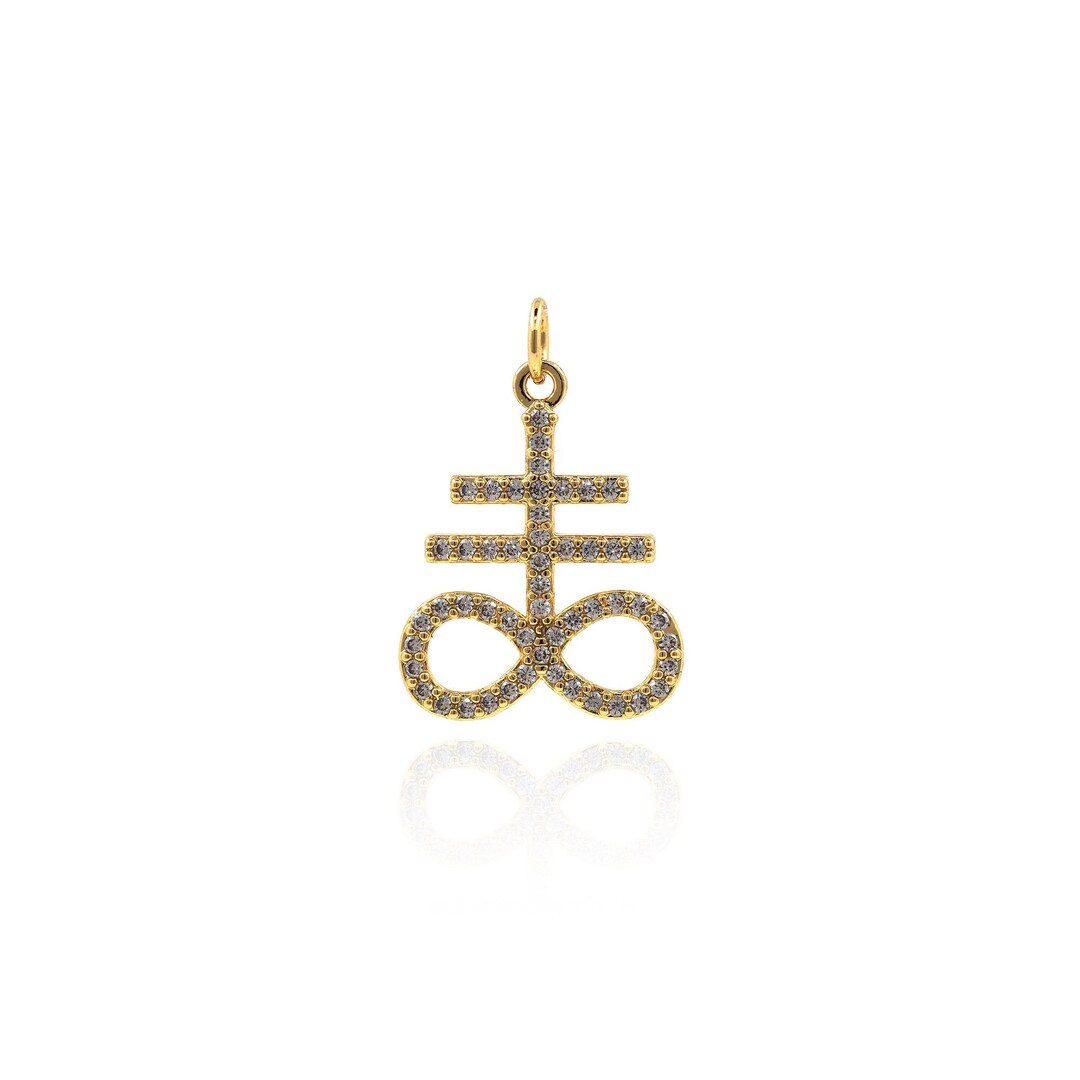 Micropavé CZ Alchemy Symbol Pendant, 18K Gold Filled Leviathan Cross ...