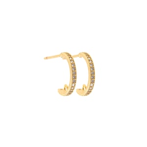 18K Gold Filled Curved Earrings, Cartilage Earrings, Micropavé CZ Crescent Earrings, Geometric Earrings, DIY Jewelry Supplies,12.5*8.3*1.6mm
