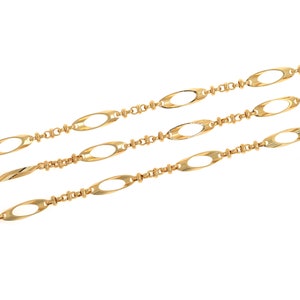 Oval Button Chain,18K Gold Filled Semi-Finished Chain,Flat Buckle Chain,Welded Chain,DIY Necklace Bracelet,24x7.2x2mm