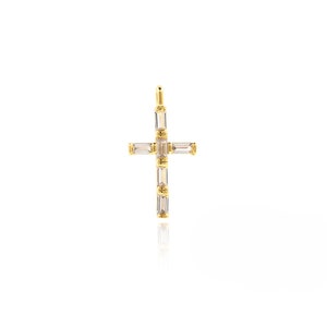 Religious Necklace, Cross Pendant,Micropavé CZ Christian Necklace,18K Gold Filled Cross Charm, DIY Jewelry Making Supplies,23.8*12.2*2.9mm