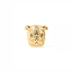 French BullDog Beads,Animal  Beads,18K Gold Filled Bulldog Beads,Micro pavé CZ Dog Spacer Beads,DIY Jewelry Supplies, 11.4*13.4*11.4mm