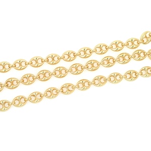 Cadena de nariz de cerdo, cadena semiacabada rellena de oro de 18 quilates, cadena de botón ovalada, cadena de hebilla plana, cadena de conexión, collar y pulsera DIY, 9,7 x 12,6 x 5 mm
