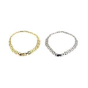 Pulsera de cadena de reloj, pulsera soldada, pulsera bohemia, pulsera de cadena gruesa rellena de oro de 18 quilates, regalo para él