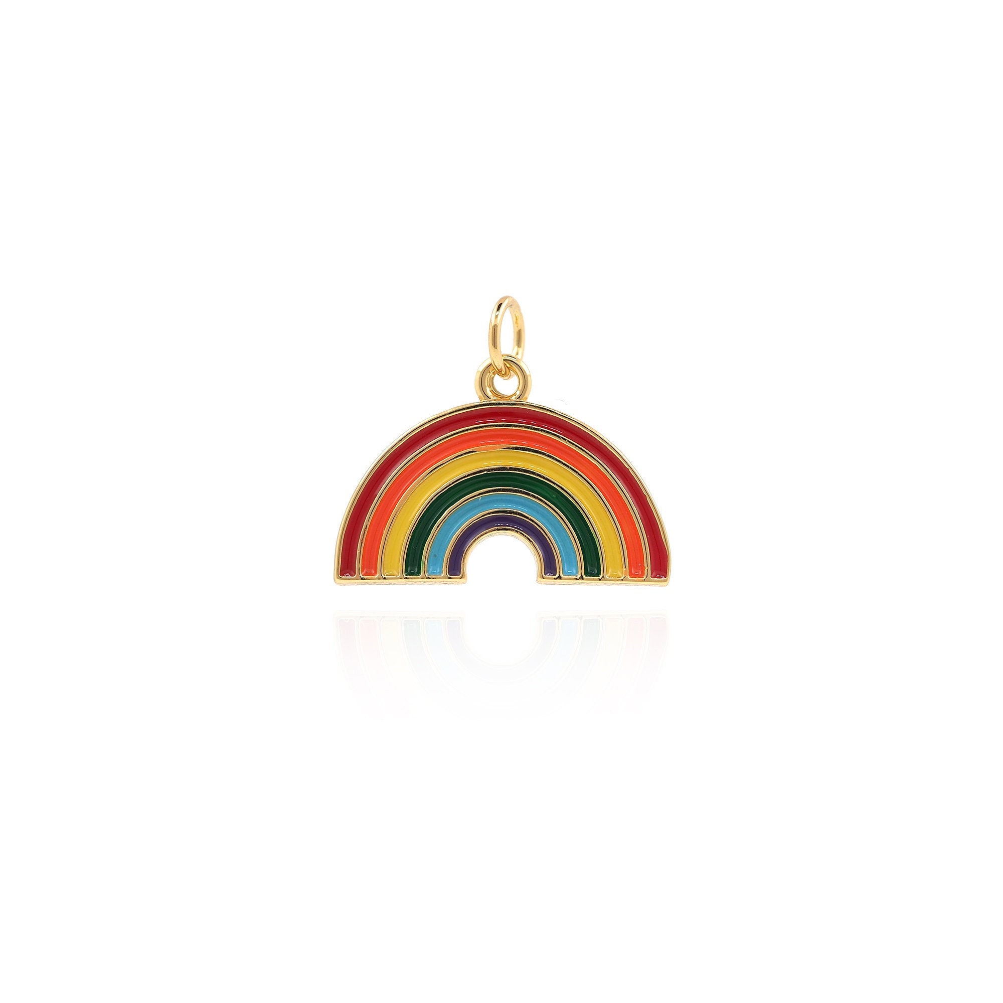 18K Gold Filled Rainbow Necklace, Enamel Rainbow Charm, Rainbow Pendant,Rainbow Bridge Charm, DIY Jewelry Supplies,17x20x1.5mm