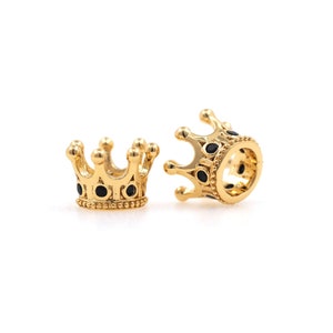 18K Gold Filled Crown Spacer Beads, King Power Charm, Crown Spacer Beads, Micro pavé CZ Crown Bracelet Spacer,DIY Jewelry Supplies,11*7*5mm