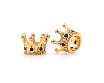 18K Gold Filled Crown Spacer Beads, King Power Charm, Crown Spacer Beads, Micro pavé CZ Crown Bracelet Spacer,DIY Jewelry Supplies,11*7*5mm