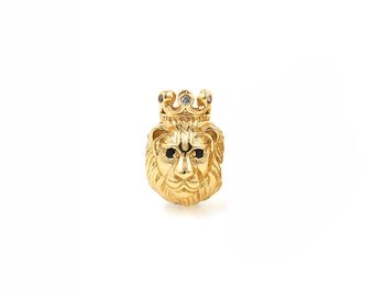 18K Gold Filled Lion Head Beads,Micro pavé CZ Lion Spacer Beads,Wildlife Beads,Lion Head Beads,DIY Jewelry Supplies, 14*9.5*12.6mm