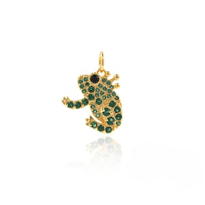 18K Gold Filled Toad Charm, Micropavé CZ Frog Pendant, Animal Pendant, Frog Necklace,Gift For Her,DIY Jewelry Making Supplies, 18.5*14*2.2mm