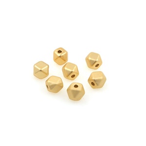 10 pcs,18K Gold Filled Faceted Cube Spacer Beads,Brass Loose Beads,Hexagon Spacer Beads,Bracelet Beads,DIY Jewellery Supplies,6.5*6mm