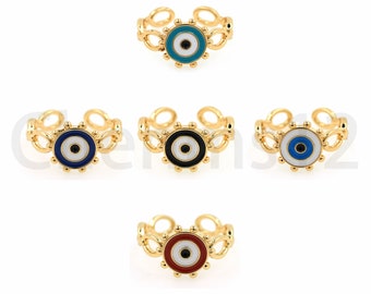 Eye Ring, 18k Yellow Gold Filled Eye Open Eye Ring, Evil Eye Jewelry, Evil Eye Charm, Enamel Eye Ring, Enamel Open Ring