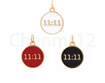 Engel Zahl Anhänger,Uhr Anhänger,Runde Charm, 18K Gold Filled 11:11 Halskette, Zeit Charm,DIY Schmuck Lieferungen,13.5x19x2mm