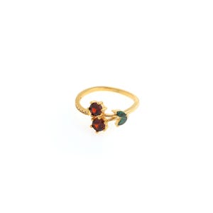 18 kt gold filled open ring, kersenring, fruitring, verstelbare ring, kersenbedel, stapelbare ringen, cadeaus voor haar