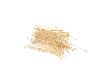 100 Pcs 18K Gold Filled Eye Pins Non Tarnish Craft Earring Bracelet Jewelry Making Accessories Supplies