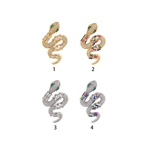 18K Gold Filled Reptile Charm,Snake Charm,Animal Pendant,Micropavé CZ Snake Necklace,Snake Pendant,DIY Jewelry Supplies,43x26x9mm