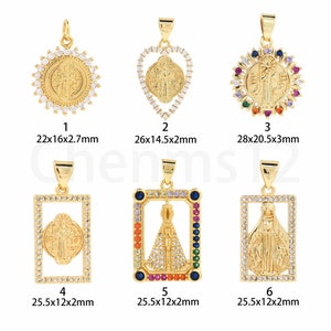 Church Charms, Christian Necklace, 18K Gold Filled Square Necklace, Micropavé CZ Religious Charms, Religious Jewelry, DIY Jewelry Supplies,