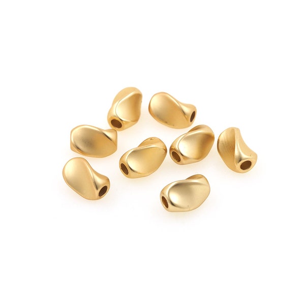 10 pcs Tube Beads, Twist Beads,18K Gold Filled Irregular Spacer Beads, Brass Spacer Beads, DIY Bracelet Necklace Making Supplies, 5*8mm