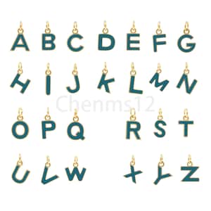 Encanto inicial relleno de oro de 18 quilates, collar de 26 letras, dije de esmalte, dije de palabra, colgante de esmalte, colgante de letra, suministros de joyería DIY