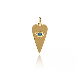 Evil Eye Necklace，18K Gold Filled Eye Pendant,Micropavé CZ Evil Eye Charm,Triangle Eye Pendant, DIY Jewelry Making Supplies, 23.9*10.7*1.6mm