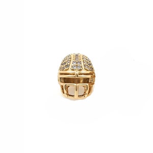 18K Gold Filled Rugby Helmet Spacer Beads,Micro pavé CZ Helmet Spacer Beads,Sports Jewellery，DIY Bracelet Necklace Supplies,14*10.3*10mm