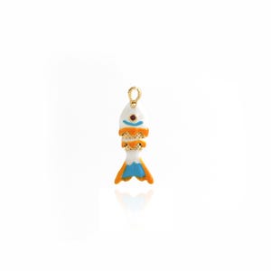 Enamel Fish Necklace, 18K Gold Filled Fish Necklace,Sea Life Pendant, DIY Jewelry Supplies,22.2x7.3x4.6mm
