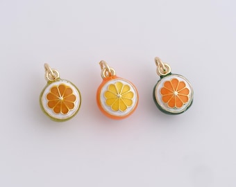 Colgante de limón esmaltado, colgante de limón, dije esmaltado, dije de fruta chapado en oro de 18 quilates, materiales para hacer joyas (DIY), 16,8 x 10 x 8,2 mm