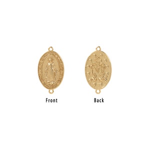 Madonna Connector, 18K Gold Fille Catholic Charm, Virgin Connector, Religious Charm, DIY Jewelry Supplies,24.2x14x2.5mm