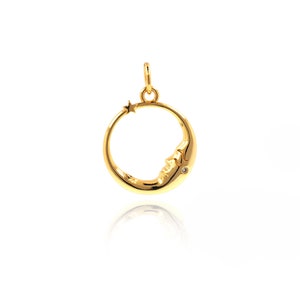18K Gold Filled Star Charm,Round Moon Pendant, Star Necklace, Micropavé CZ Openwork Crescent Moon Charm,DIY Jewelry Supplies,20.3*14.4*2.4mm