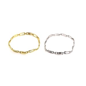 Pulsera de cadena cuadrada, pulsera de cadena rectangular rellena de oro de 18 quilates, pulsera empalmada, pulsera martillada, pulsera de oro grueso, regalo para él